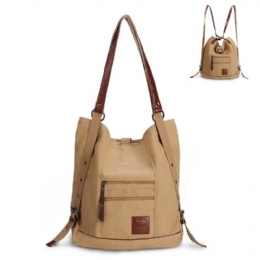 Dame Multi-carry Casual Canvas Håndveske Skulderveske Satchel Ryggsekk