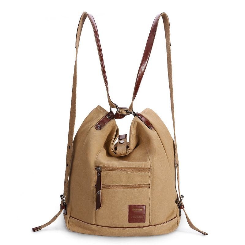 Dame Multi-carry Casual Canvas Håndveske Skulderveske Satchel Ryggsekk