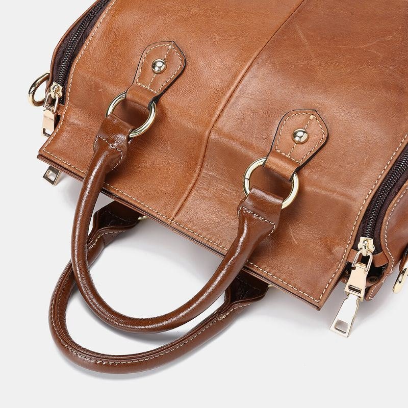 Dame Multifunksjon Crossbody Bag Håndveske I Ekte Skinn