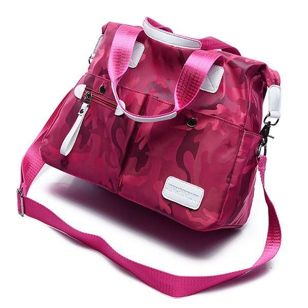 Dame Nylon Kamuflasje Tote Håndvesker Frontlommer Skuldervesker Crossbody Vesker