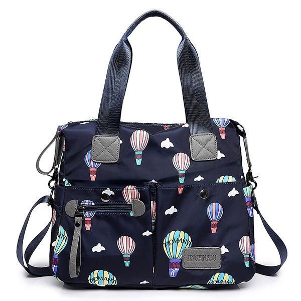 Dame Nylon Multi Pocket Vanntett Lett Håndveske Skulder Crossbody Bag