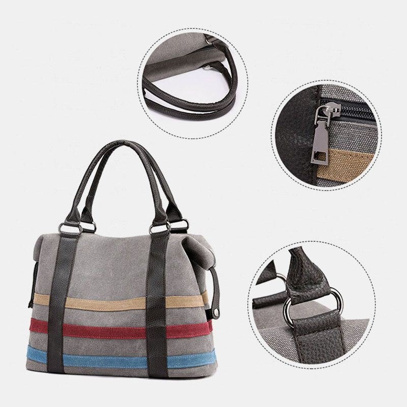 Dame Patchwork Canvas Håndveske Crossbody Bag