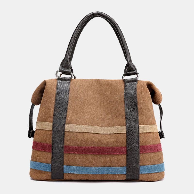 Dame Patchwork Canvas Håndveske Crossbody Bag