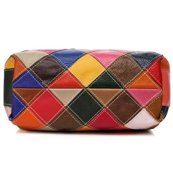 Dame Patchwork Kuskinn Fargerik Handbag Tote Handbag Crossbody Bag