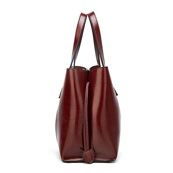 Dame Pu Leather Casual Håndveske Stor Kapasitet Tote Bag