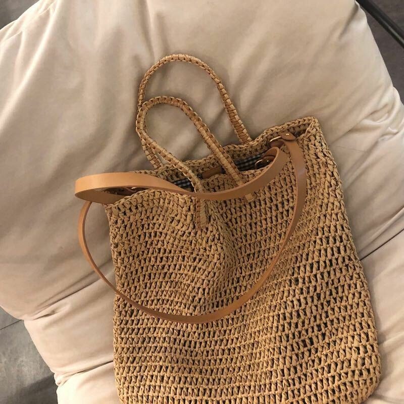 Dame Reise Sommer Strand Stråveske Med Stor Kapasitet Tote Bag