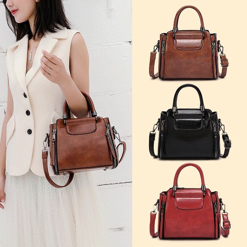 Dame Retro Crossbody Bag Med Stor Kapasitet Håndveske Satchel Bag