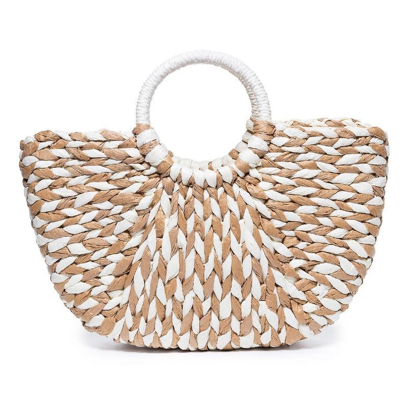 Dame Sommer Straw Bag Håndveske Outdoor Casual Bag Håndtak Satchel