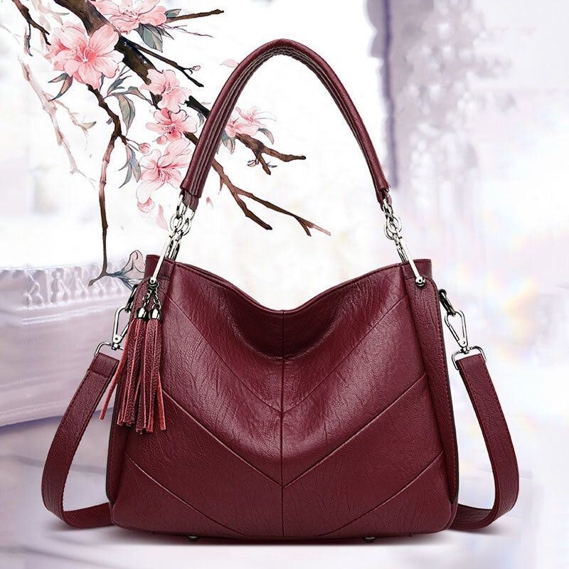 Dame Stor Kapasitet Solid Dusk Tote Bag Crossbody Bag Håndveske