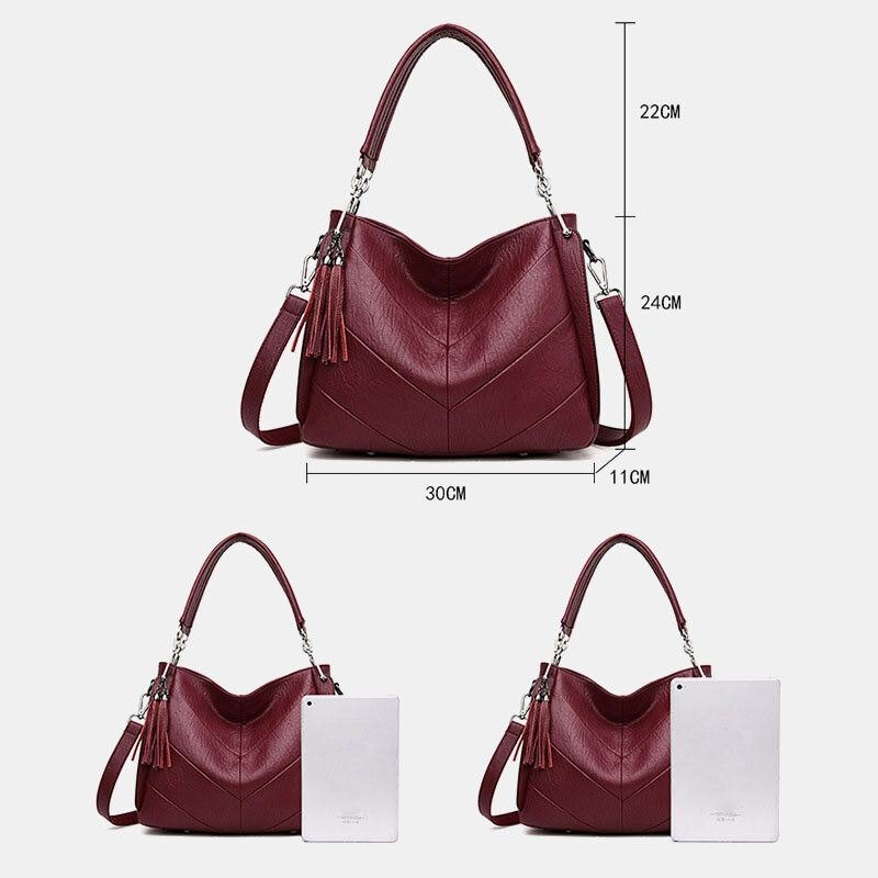 Dame Stor Kapasitet Solid Dusk Tote Bag Crossbody Bag Håndveske