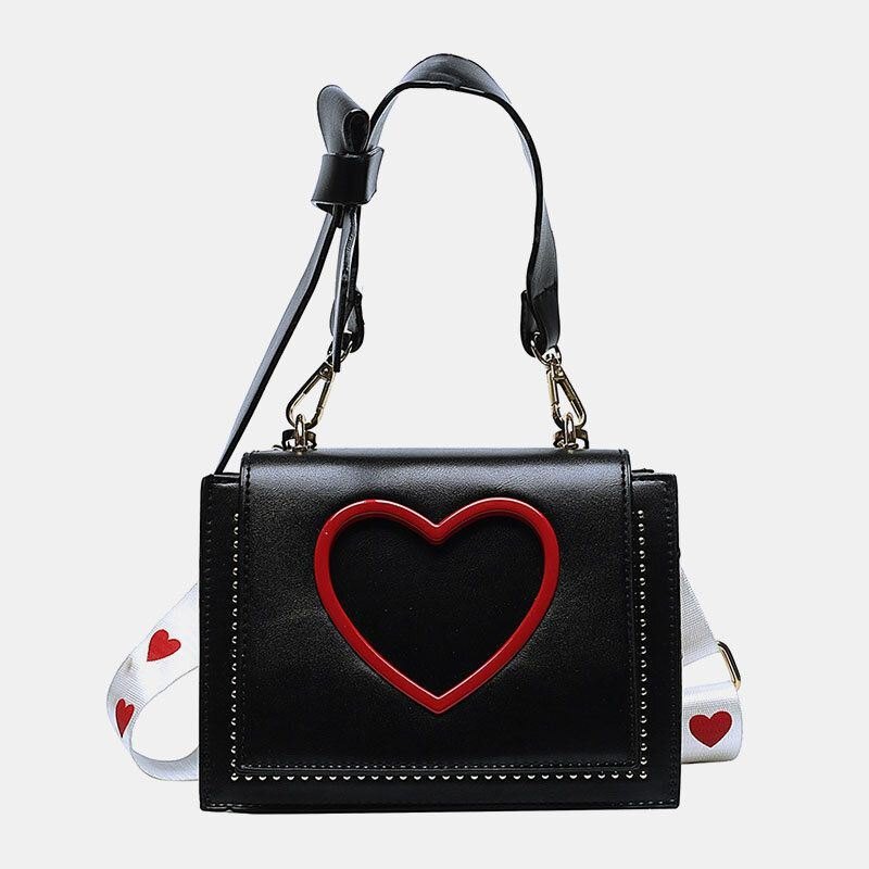 Dame Valentinsdag Hollow Out Love Brodert Crossbody Bag Skulderveske Håndveske