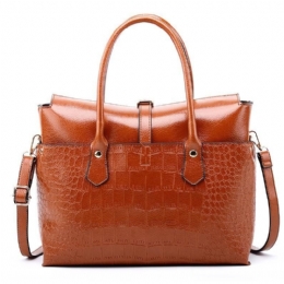 Damemote Retro Crocodile Handbag Briefcase Skulderveske