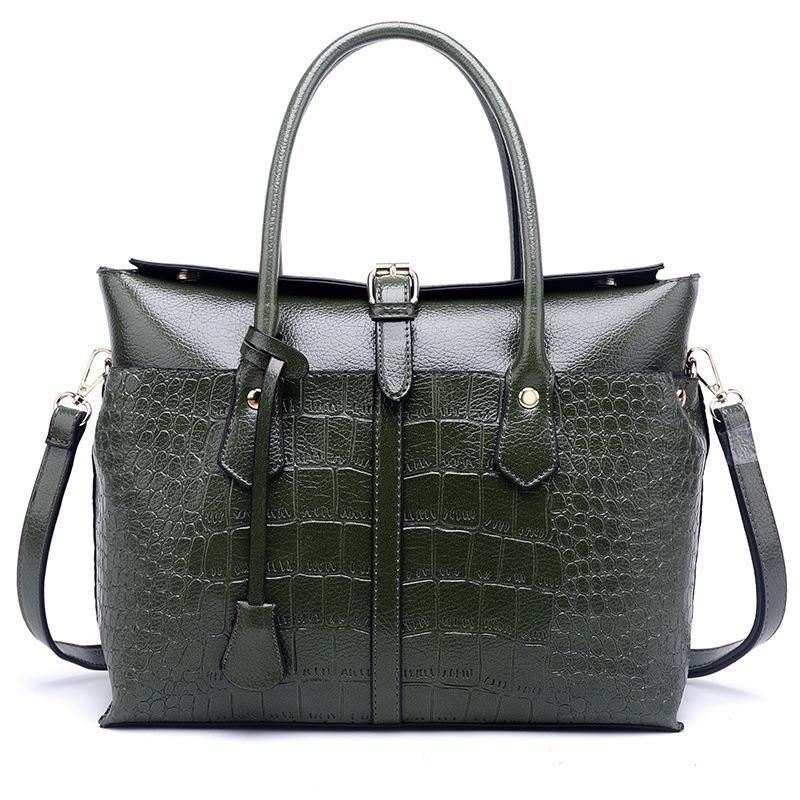 Damemote Retro Crocodile Handbag Briefcase Skulderveske