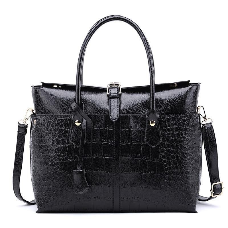 Damemote Retro Crocodile Handbag Briefcase Skulderveske