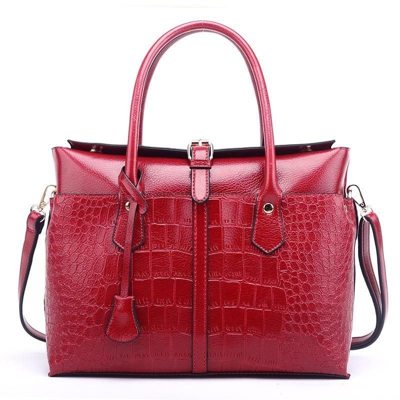 Damemote Retro Crocodile Handbag Briefcase Skulderveske