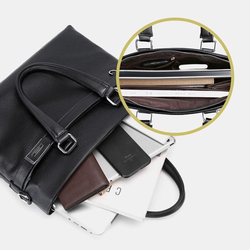 Herre Faux Leather Business 15.6 Tommers Bærbar Veske Kofferter Håndveske Crossbody Bag