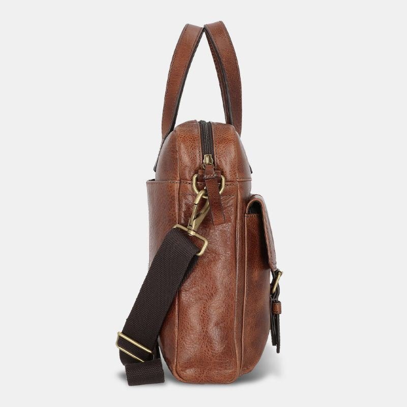 Herre Pu Leather Vintage Business Allsidig Multi-lommer Lærerveske Koffert Multifunksjon Crossbody Bag Håndveske