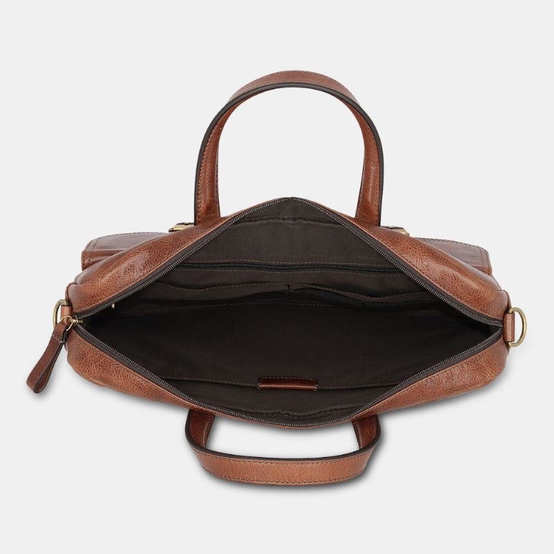 Herre Pu Leather Vintage Business Allsidig Multi-lommer Lærerveske Koffert Multifunksjon Crossbody Bag Håndveske