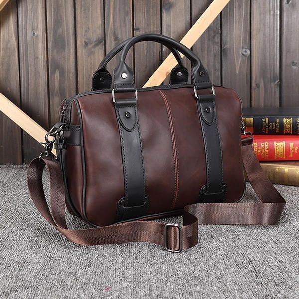 Herre Retro Pu Lær Håndveske Business Crossbody Bag