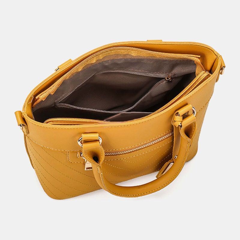 Solid Commuter Satchel Crossbody Bag Med Flere Lommer Skulderveske Håndveske