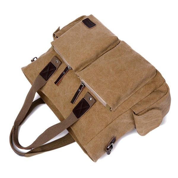 Stor Kapasitet Herre Dame Canvas Multifunksjonell Crossbody Bag Canvas Outdoor Handbag