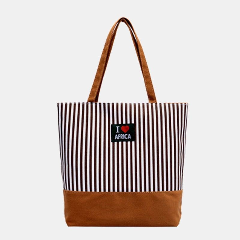 Stripete Dame Med Stor Kapasitet Casual Tote Skulderveske Shopping Bag