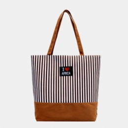 Stripete Dame Med Stor Kapasitet Casual Tote Skulderveske Shopping Bag