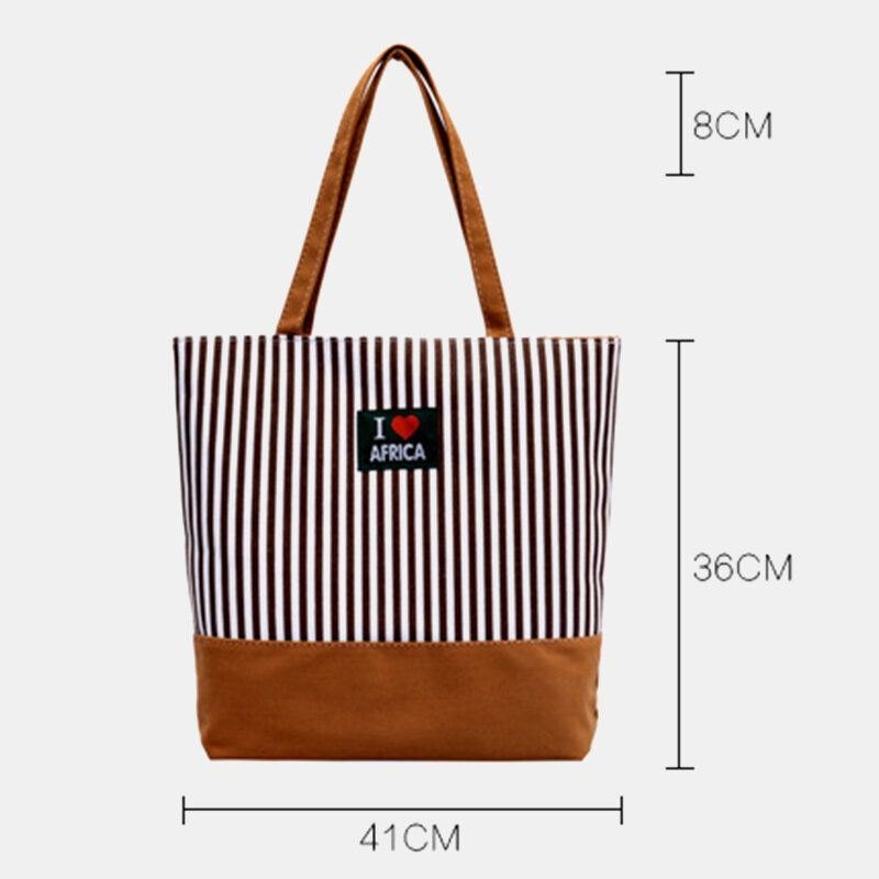 Stripete Dame Med Stor Kapasitet Casual Tote Skulderveske Shopping Bag