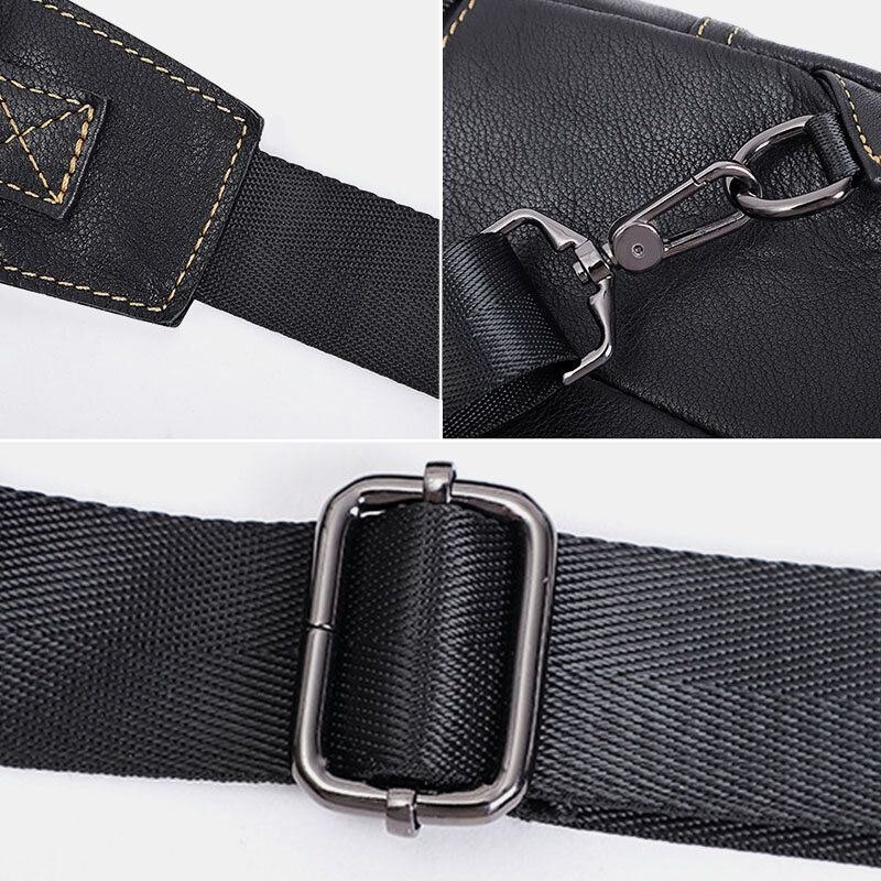 Ekte Skinn For Herre Med Stor Kapasitet Utendørs Uformelt Brystveske Cabriolet Skulderstropp Multilomme Skulderveske Crossbody-veske