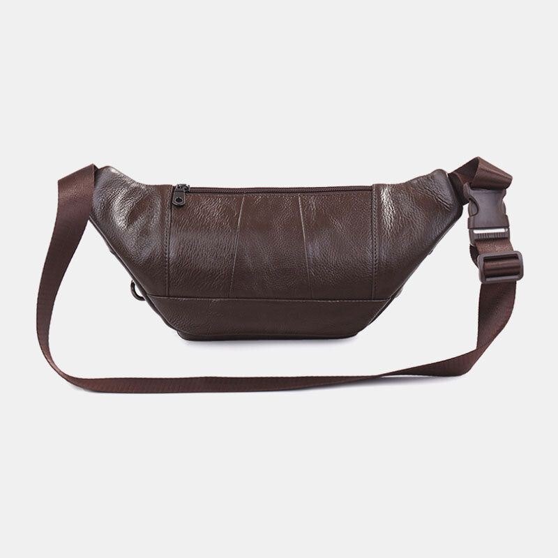 Herre Ekte Skinn Ensfarget Multi-bære Crossbody Veske Brystveske Belteveske Midjeveske