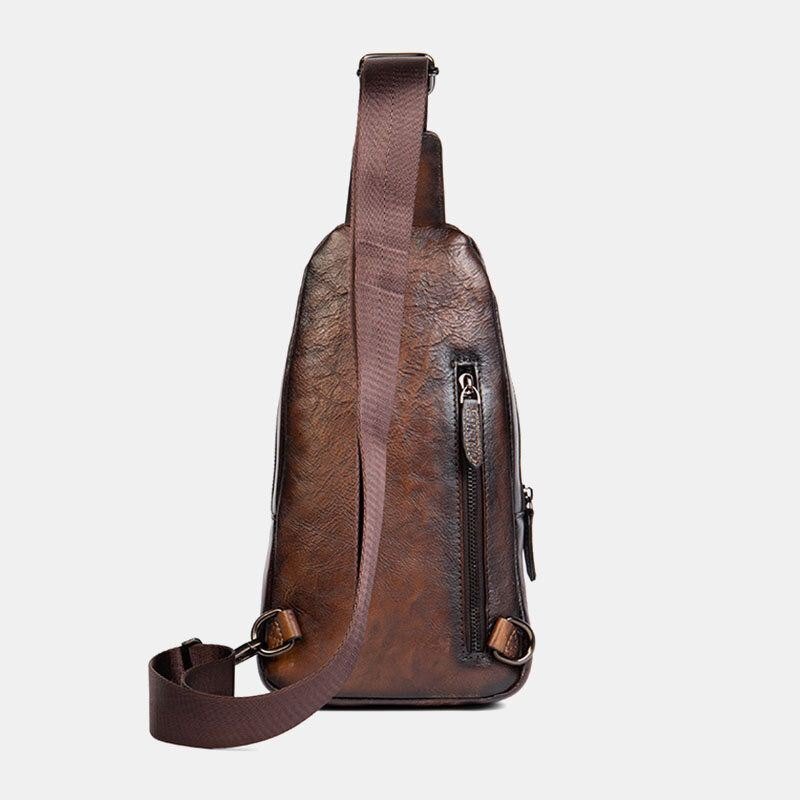 Herre Førstelags Kuskinn Multipocket Anti-tyveri Brystveske Messenger Bag Crossbody Skuldervesker