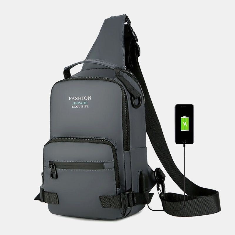 Herre Multi-layers Space Business Solid Skulderveske Crossbody Bag Brystveske Med Usb-lading