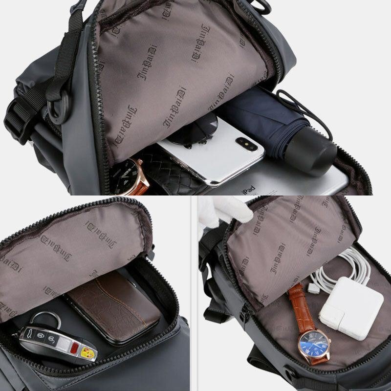 Herre Multi-layers Space Business Solid Skulderveske Crossbody Bag Brystveske Med Usb-lading