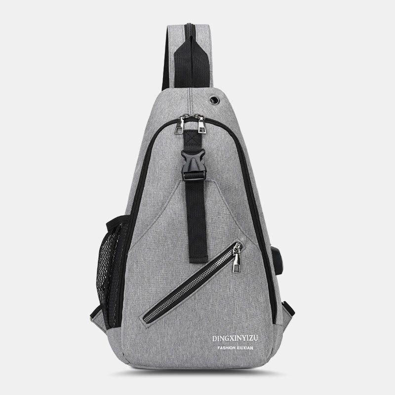 Herre Multifunksjon Vanntett Usb Ladbar Hodetelefon Hull Brystvesker Ryggsekk Skulderveske Crossbody-vesker