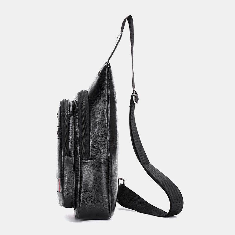 Herre Øretelefon Hull Business Multi-pocket Crossbody Bag Bryst Bag Sling Bag