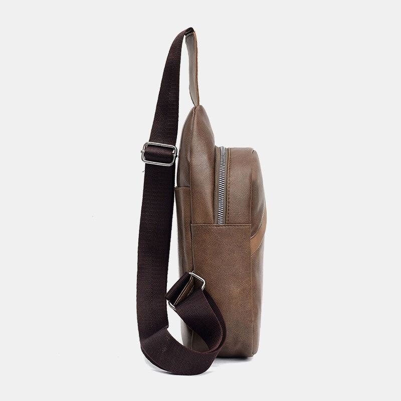 Herre Øretelefonhull Med Stor Kapasitet Business Multi-lomme Crossbody Bag Brystveske Sling Bag