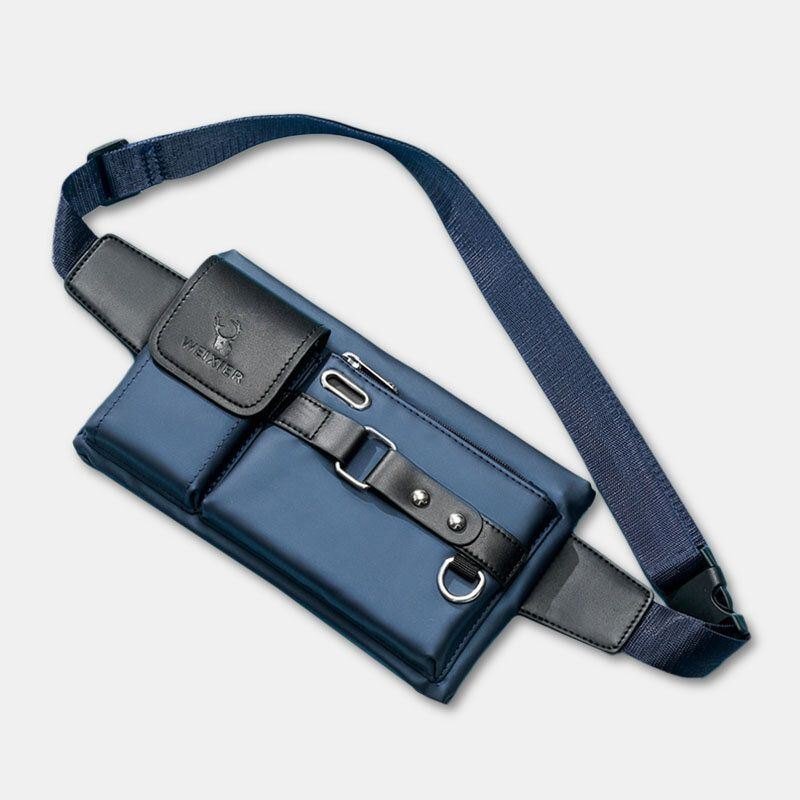 Herre Oxford Multifunksjon Vanntett Hodetelefon Hull Design Brystveske Midjeveske Casual Fashion 6.5 Tommers Telefonveske Crossbody-vesker