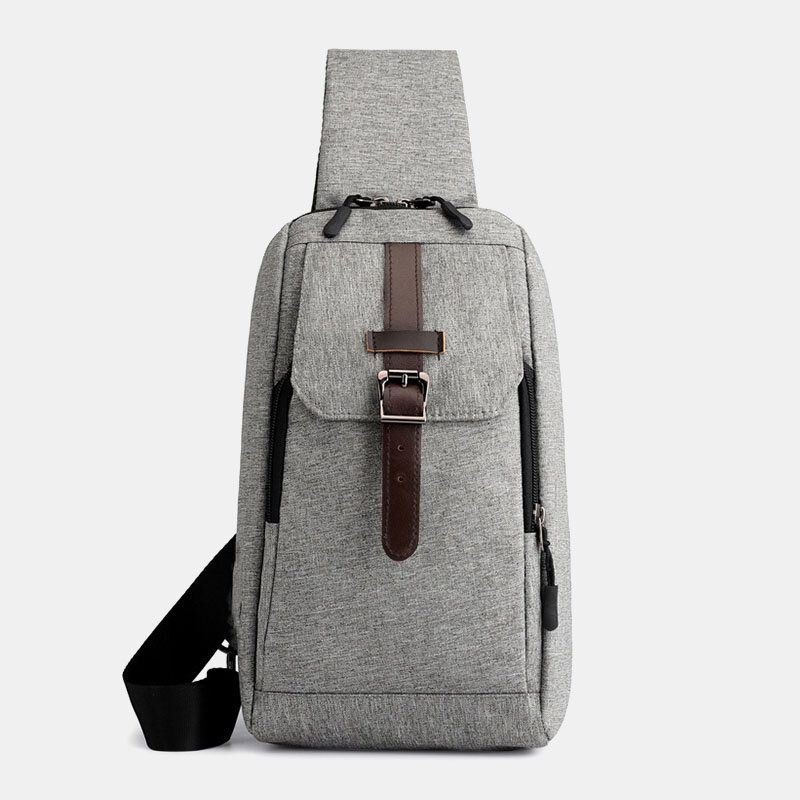 Herre Oxford Uformell Slitasjebestandig Multifunksjons Usb-ladebrystveske Crossbody-veske