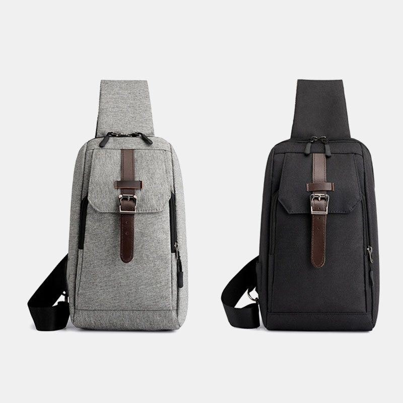 Herre Oxford Uformell Slitasjebestandig Multifunksjons Usb-ladebrystveske Crossbody-veske