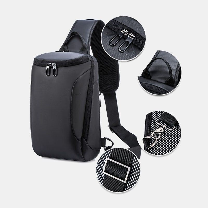 Herre Oxford Usb Lading Anti-tyveri Brystveske Allsidig Stor Kapasitet Vanntett Nattreflekterende Strip Design Crossbody-vesker