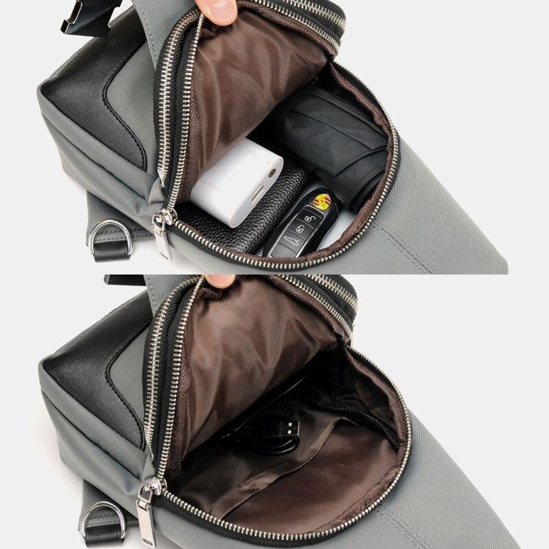 Herre Oxford Usb Lading Vanntett Casual Outdoor Crossbody Bag Bryst Bag Sling Bag