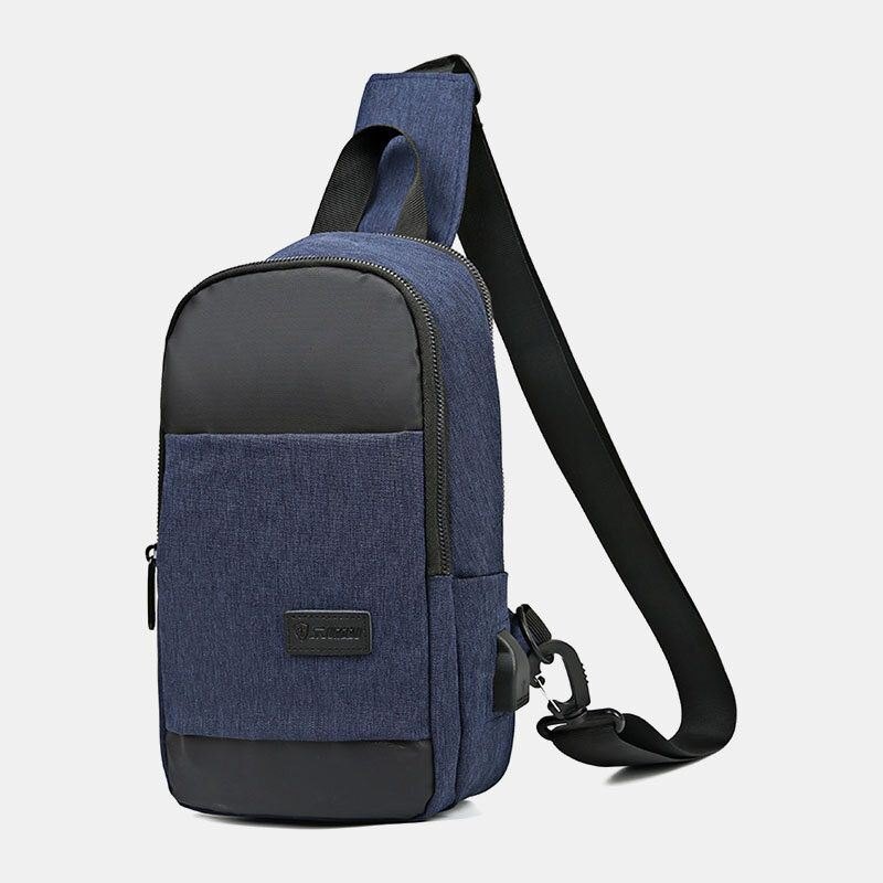 Herre Oxford Vanntett Usb Ladebrystveske Med Stor Kapasitet Messenger Crossbody Bag