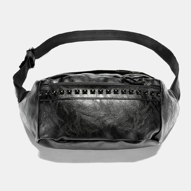 Herre Pu-skinn Brystveske Med Stor Kapasitet Retro Vanntette Nagler Dekorer Crossbody-skulderveske