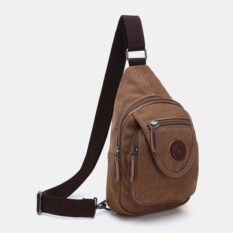 Herre Retro Canvas Brystveske Med Høy Kapasitet Fritidsklær Motstandsdyktig Vanntett Crossbody Bag Skulderveske