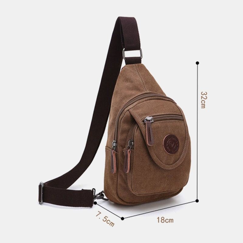 Herre Retro Canvas Brystveske Med Høy Kapasitet Fritidsklær Motstandsdyktig Vanntett Crossbody Bag Skulderveske