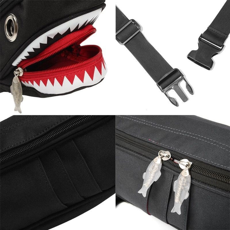 Herre Unisex Lerret Hai-form Flerlommet Brystveske Cartoon Uformelt Supermyk Multifunksjons Messenger Crossbody-vesker Med Stor Kapasitet Skulderveske