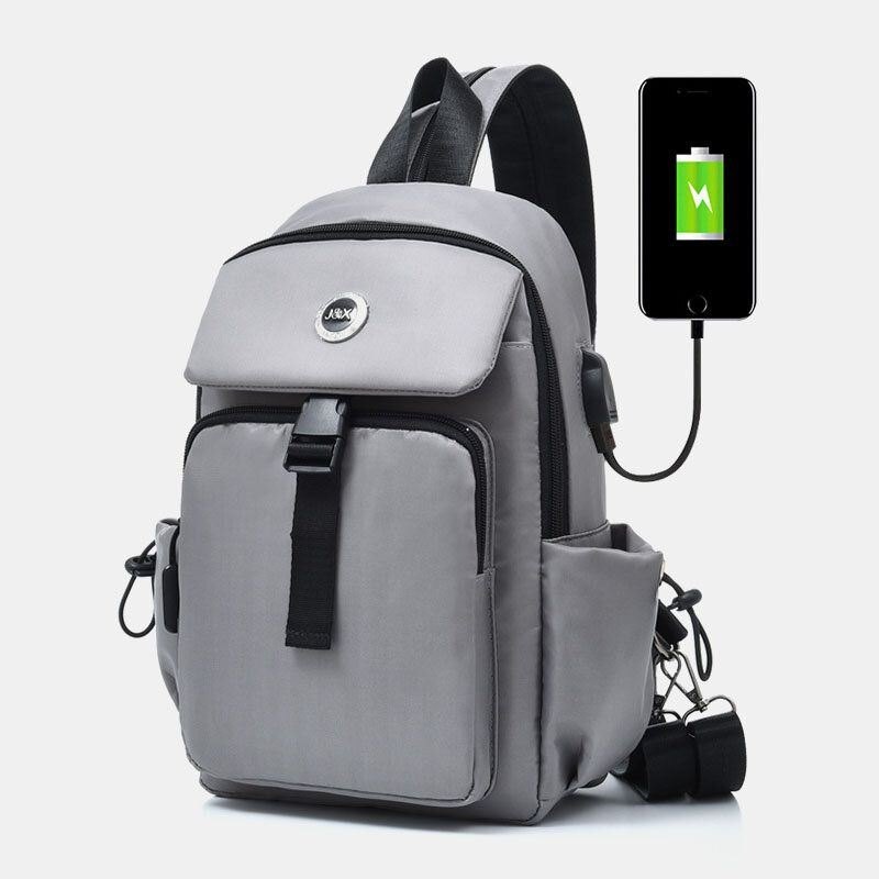 Herre Usb Lading Multi-bære Flerlags Vanntett Crossbody Bag Bryst Bag Sling Bag Ryggsekk