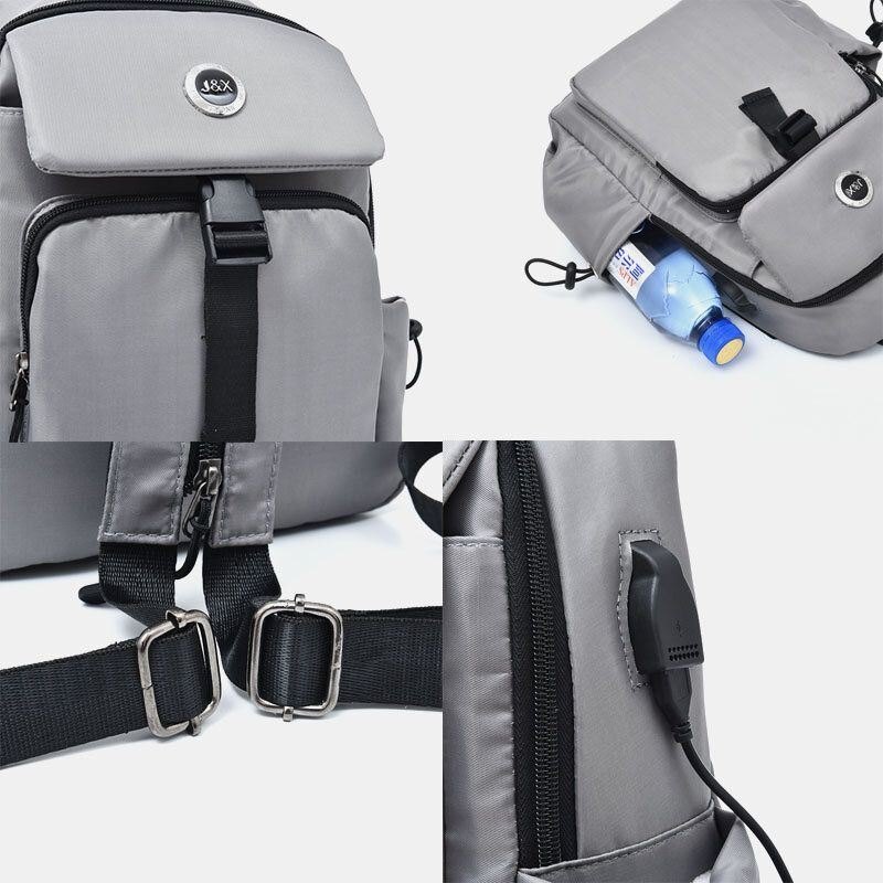 Herre Usb Lading Multi-bære Flerlags Vanntett Crossbody Bag Bryst Bag Sling Bag Ryggsekk