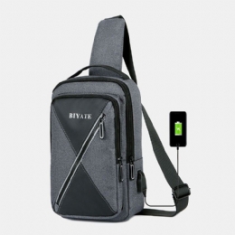 Herre Usb Lading Multipocket Brystveske Oxford Sklisikker Slitebestandig Vanntett Casual Skulderveske Crossbody-vesker