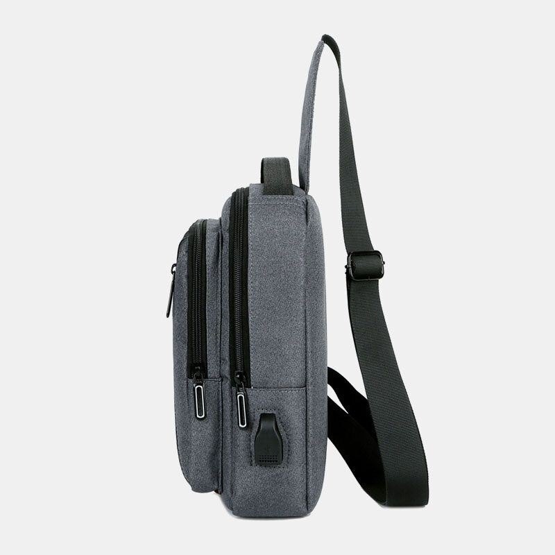 Herre Usb Lading Multipocket Brystveske Oxford Sklisikker Slitebestandig Vanntett Casual Skulderveske Crossbody-vesker